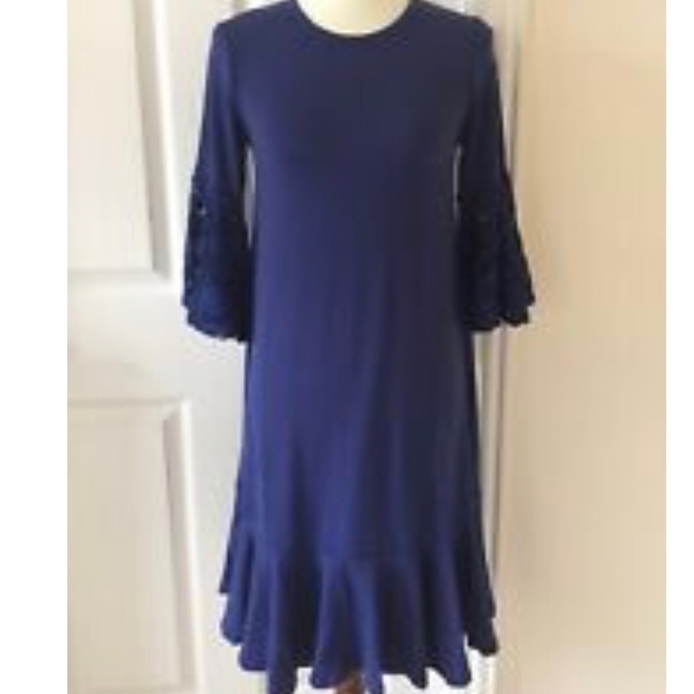 NWOT LulaRoe Maurine Dress Blue Lace  Sleeve XL